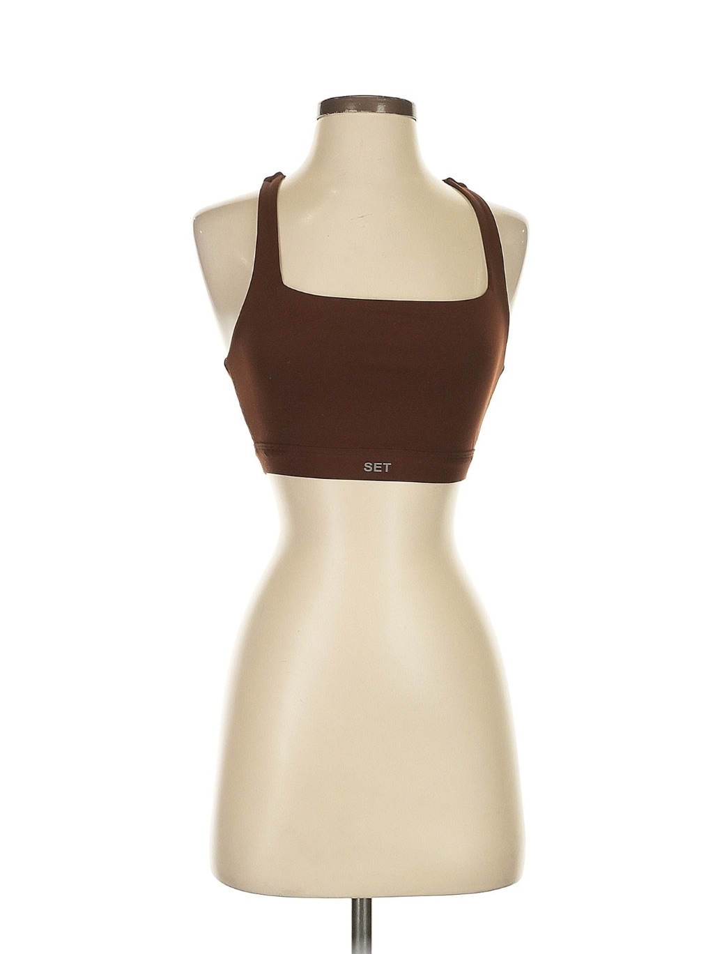 Set Active Brown Square Neck Sports Bra
